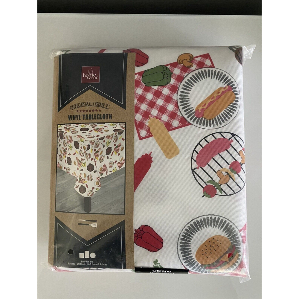Home Wear Easy care Vinyl tablecloth Oblong 60in x 84in Original Grill
